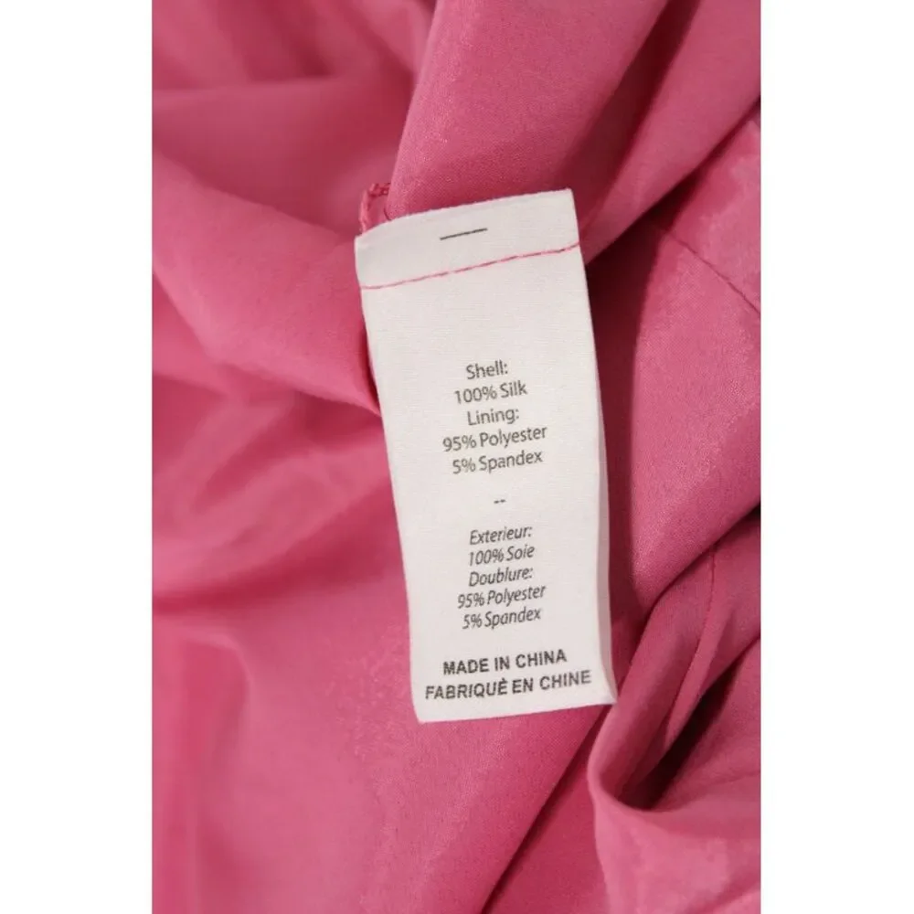Cinq à Sept Women Silk Slip Dress Pink V-Neck Knee Length Sleeveless Zip Size 6